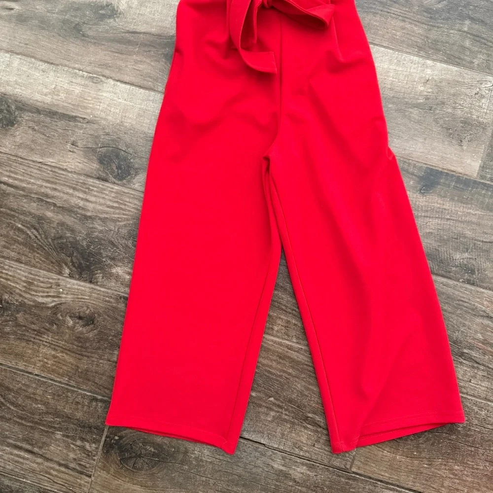 Anthropologie‎ Cathy Tie Waist Structured Jumpsuit, Red,XS - Picture 5 of 12